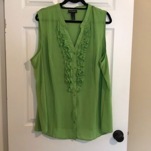 Gorgeous green ruffled tank for a steal!